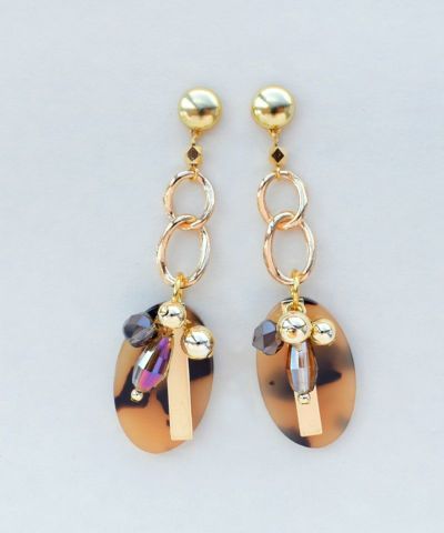 揺れるべっこうゴールドピアス<br><br>