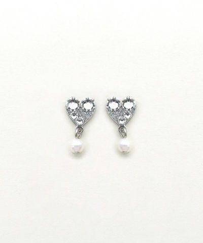 【定番】ハートプレートと1粒パールチャーム