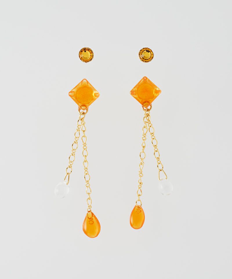 ピアス3点 DIAMOND SUN PIERCED EARRING(片耳用/YG)(2ZP1670)K18 ピアス｜スター