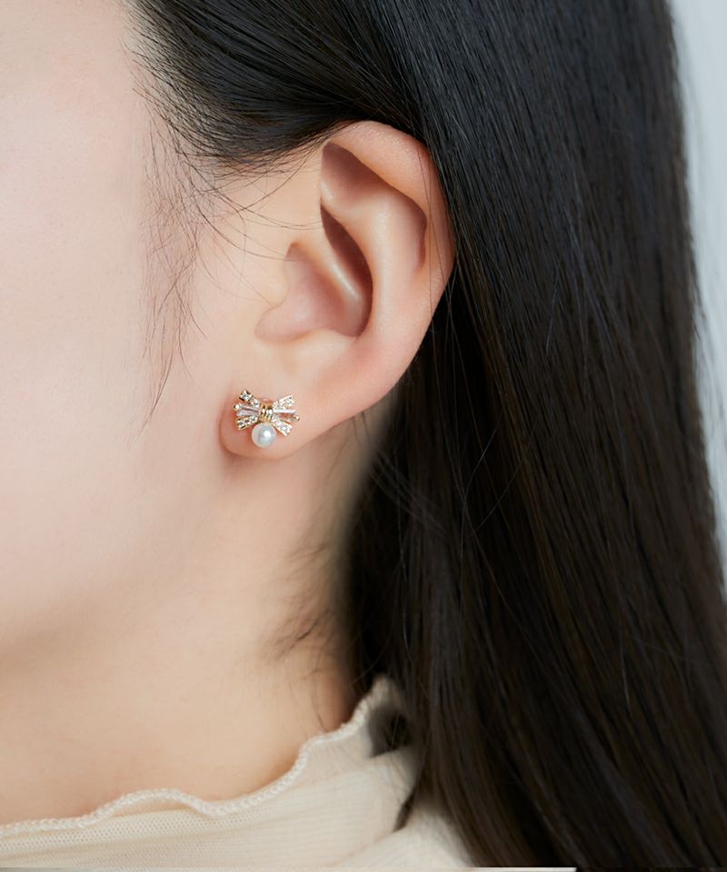 キュービックジルコニア】リボン x プチパール | Leange WEB SHOP